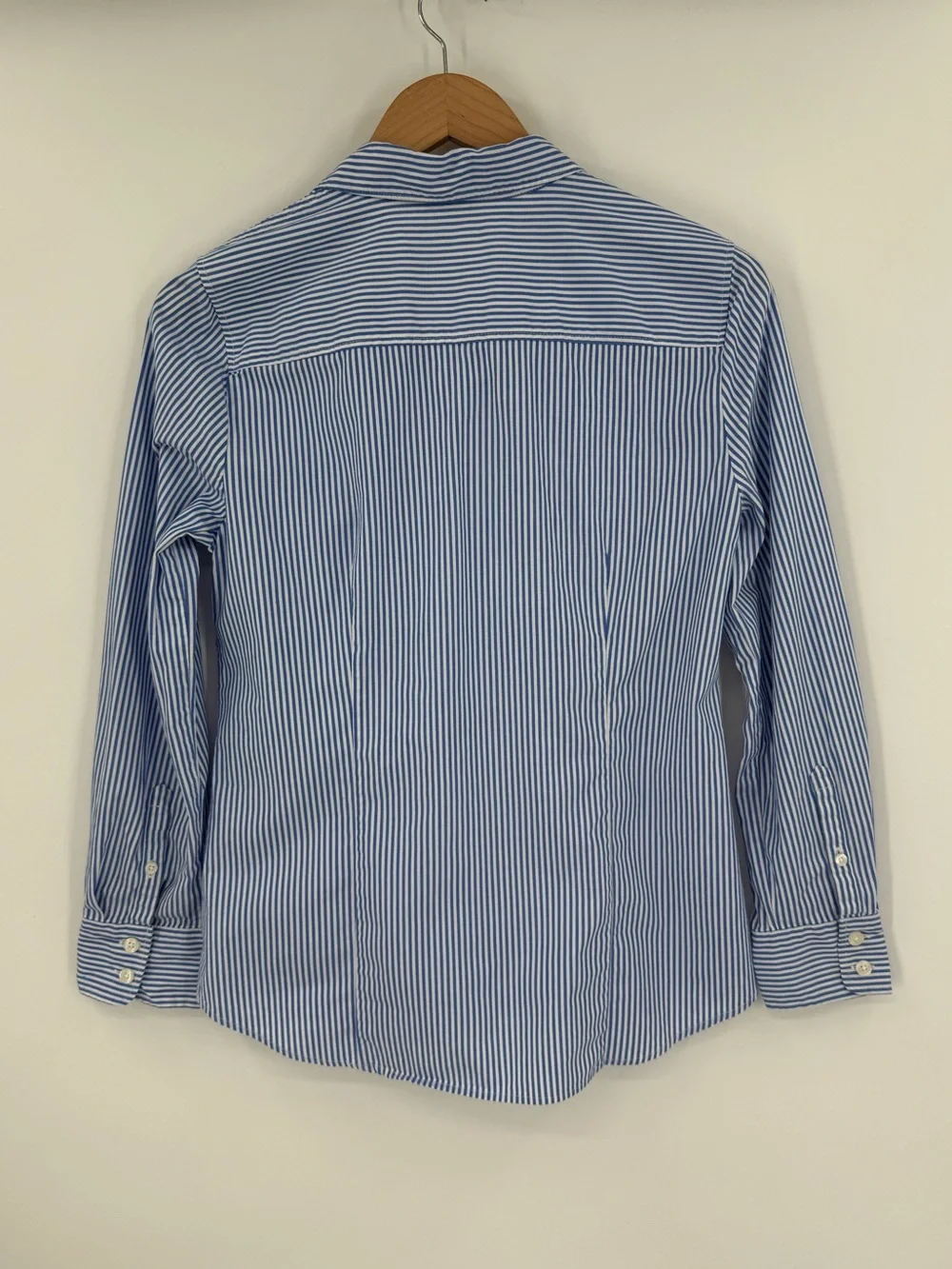 J.Crew Cotton Blend Striped Button-Down Shirt | Blue / White | Petite Medium